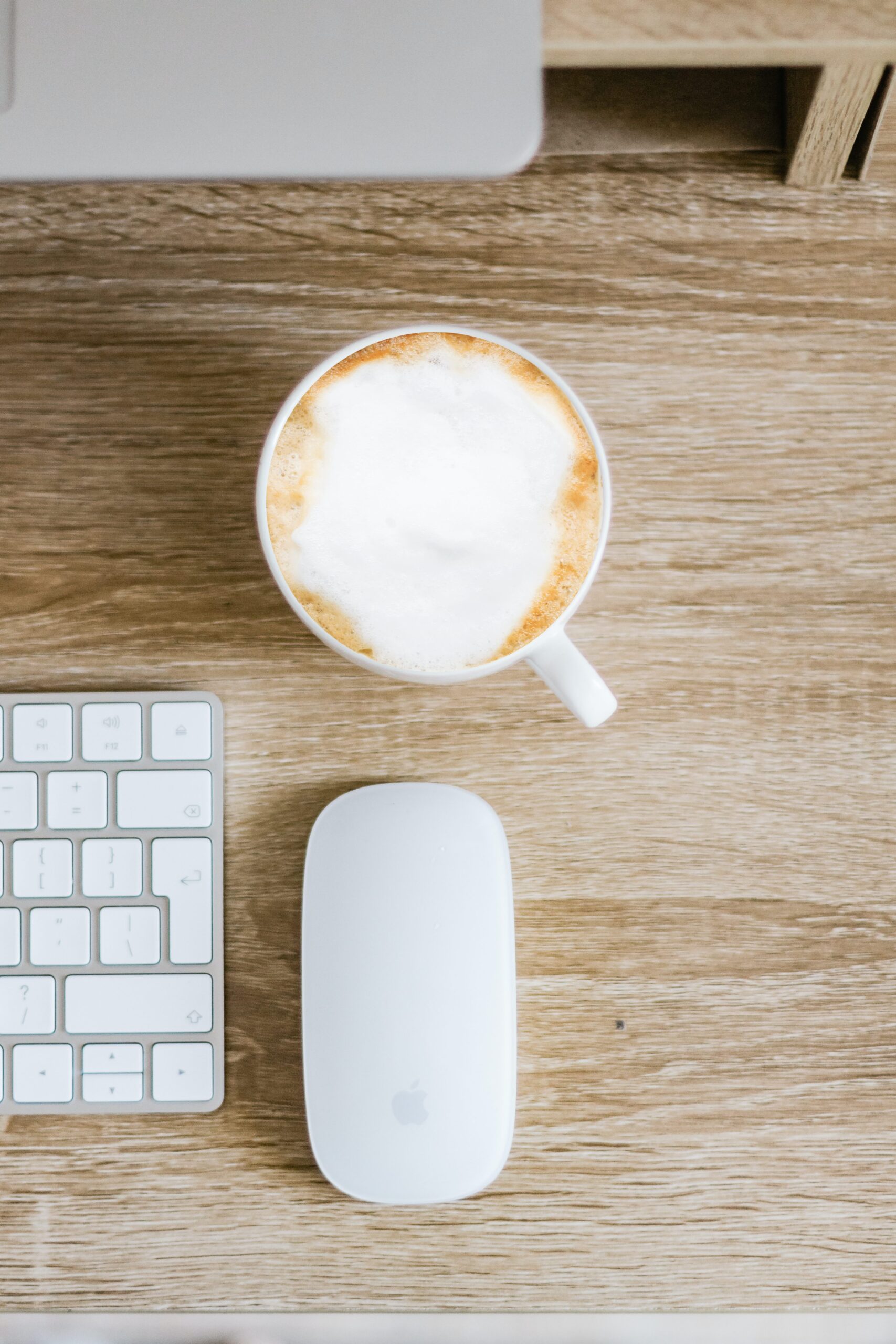 Keyboard with mouse and coffee