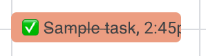 Google Calendar sample task shown to be crossed out in calendar